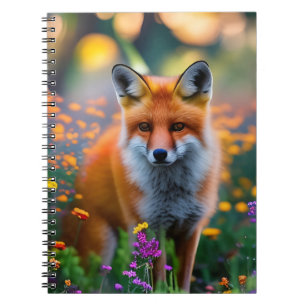 Red Fox in Field of Wildflowers   Notebook
