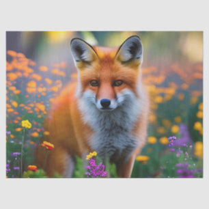 Red Fox in Field of Wildflowers Tissue Paper