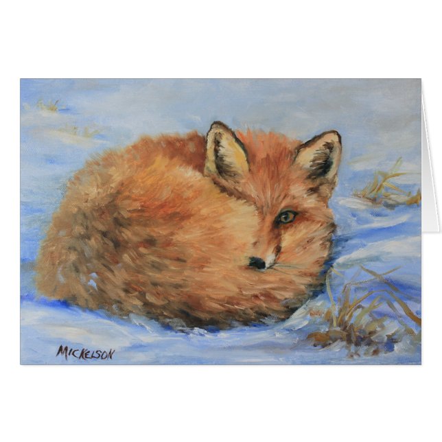 Red Fox in Snow Greeting Card (Front Horizontal)
