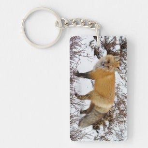 Red Fox in snow in winter Keychain