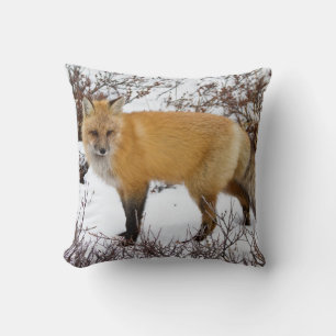 Red Fox in snow in winter Throw Pillow