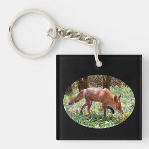 Red Fox in the Bluebells  Keychain