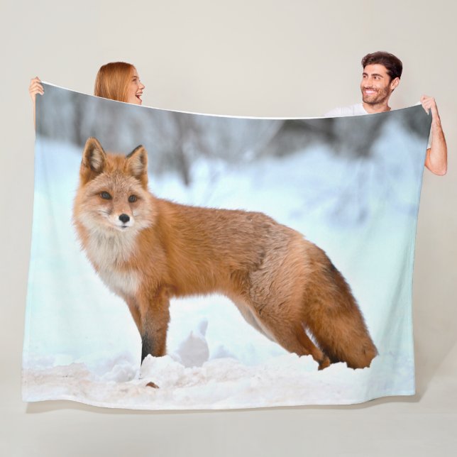 Red Fox in the Winter Fleece Blanket (In Situ)