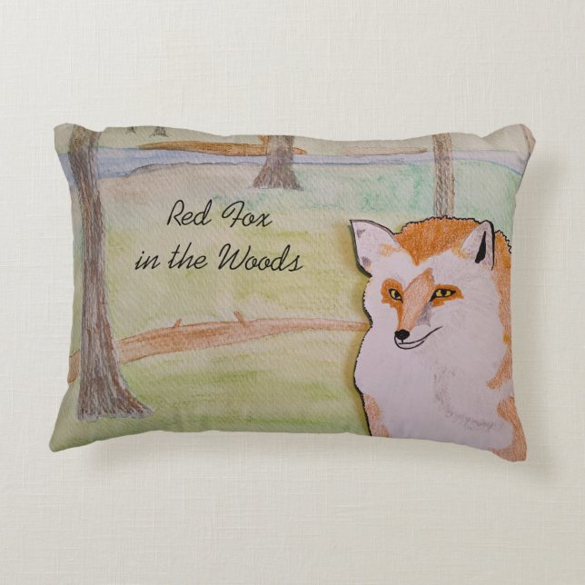 Red Fox in the Woods Accent Pillow (Back)