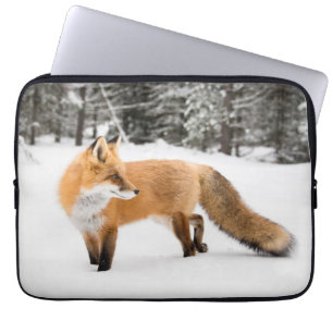 Red Fox in White Snow Laptop Sleeve