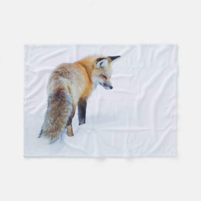 Red Fox in Winter Fleece Blanket (Front (Horizontal))