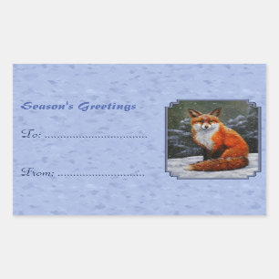 Red Fox in Winter Snow Blue Sticker