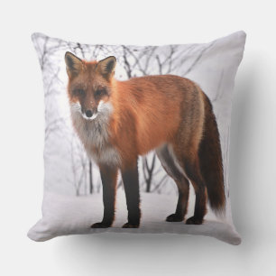 Red Fox In Winter Throw Pillow