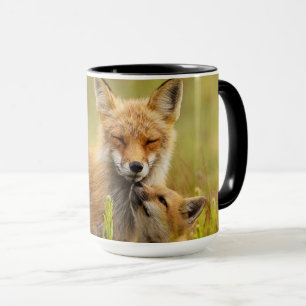 Red Fox Kit Looking Up to Momma  Mug