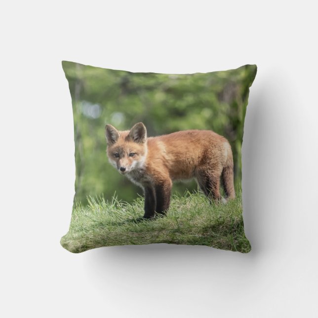Red Fox Kit Throw Pillow (Front)