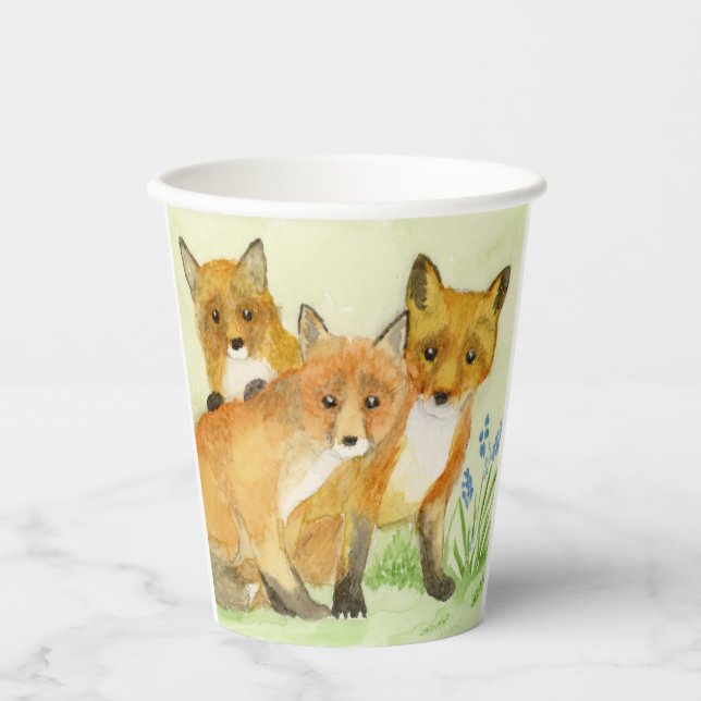 Red Fox Kits Paper Cups (Front)