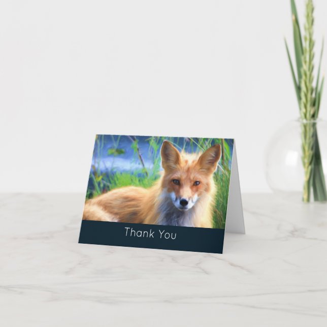 Red Fox Laying in Grass Scenic Wildlife Thank You (Front)