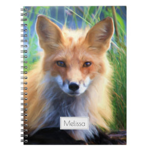 Red Fox Laying in the Grass Scenic Personalized Notebook