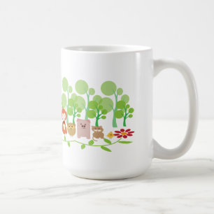 Red fox, little chicken, wild pig, owl and kitty coffee mug