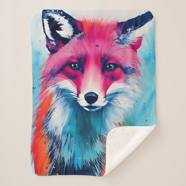 Red Fox Magnet Sherpa Blanket (Front)