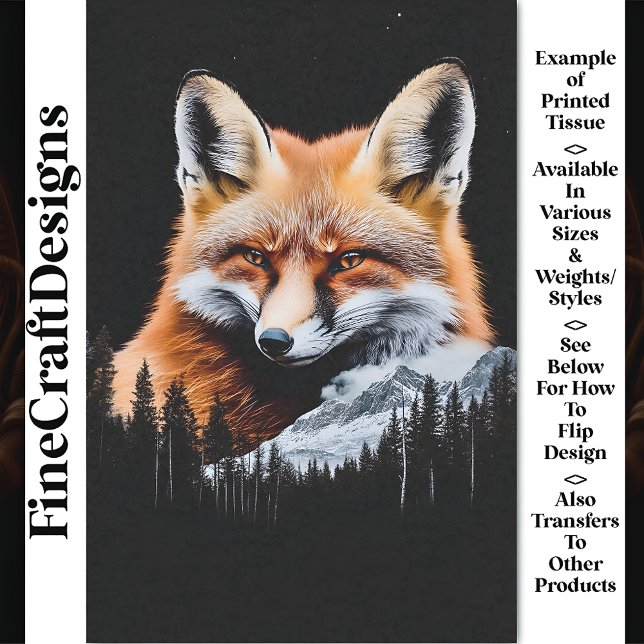Red Fox & Mountain Landscape CE3 Decoupage Tissue Paper (Creator Uploaded)