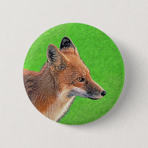 Red Fox Painting - Original Wildlife Art 2 Inch Round Button