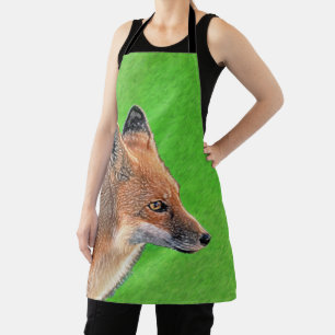 Red Fox Painting - Original Wildlife Art Apron