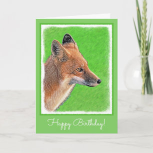Red Fox Painting - Original Wildlife Art Card