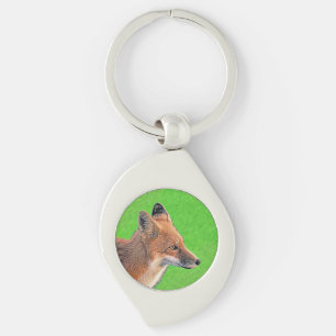 Red Fox Painting - Original Wildlife Art Keychain