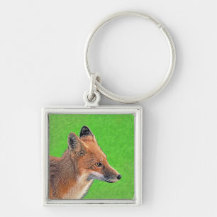Red Fox Painting - Original Wildlife Art Keychain