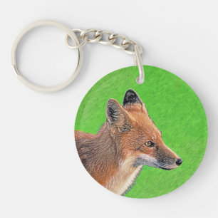 Red Fox Painting - Original Wildlife Art Keychain