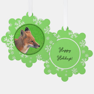 Red Fox Painting - Original Wildlife Art Ornament Card
