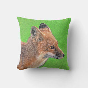 Red Fox Painting - Original Wildlife Art Outdoor Pillow