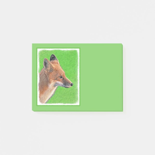 Red Fox Painting - Original Wildlife Art Post-it Notes (Front)