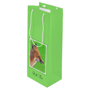 Red Fox Painting - Original Wildlife Art Wine Gift Bag