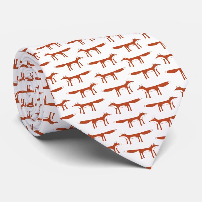 Red Fox Pattern Tie (Rolled)