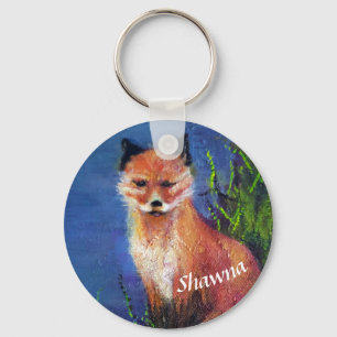 Red Fox Personalized Keychain