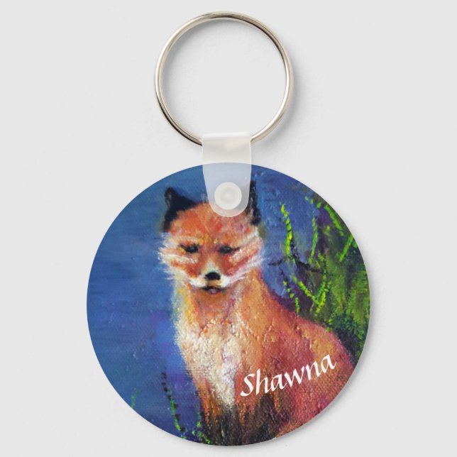 Red Fox Personalized Keychain (Front)