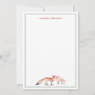 Red Fox Personalized Stationery Card
