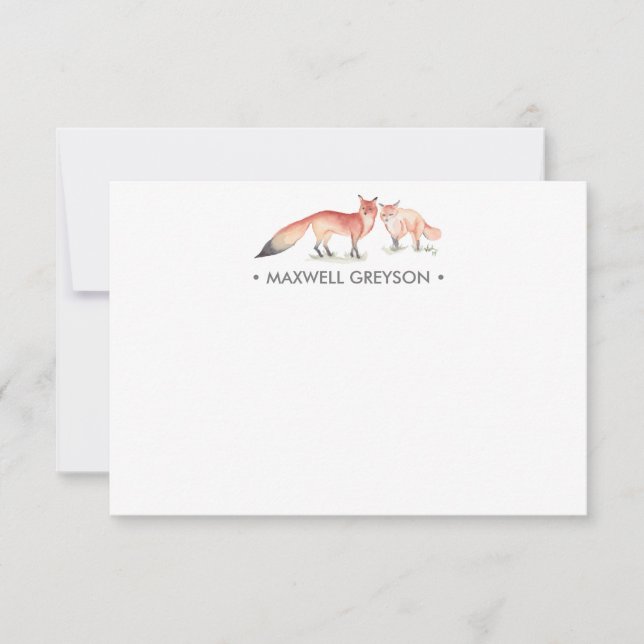 Red Fox Personalized Stationery Small Card (Front)