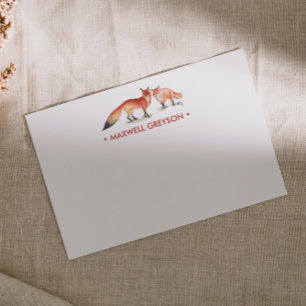 Red Fox Personalized Stationery Small Card
