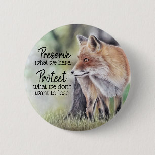 Red Fox Preserve and Protect Message 2 Inch Round Button