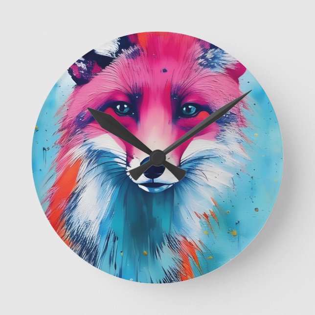 Red Fox Round Clock (Front)