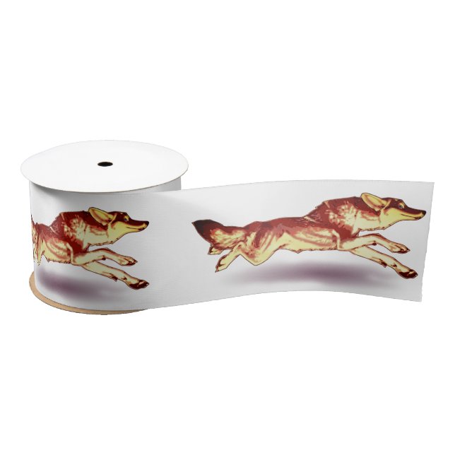 Red fox running satin ribbon (Spool)