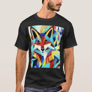 Red Fox Running Through Water Geometric Style T-Shirt