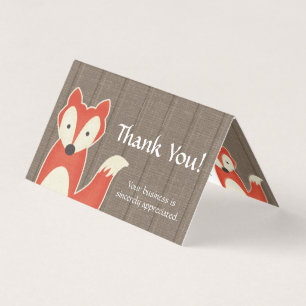 Red Fox Rustic Wood Kids' Boutique Thank You Card