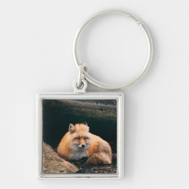 Red Fox Sleeping Keychain (Front)