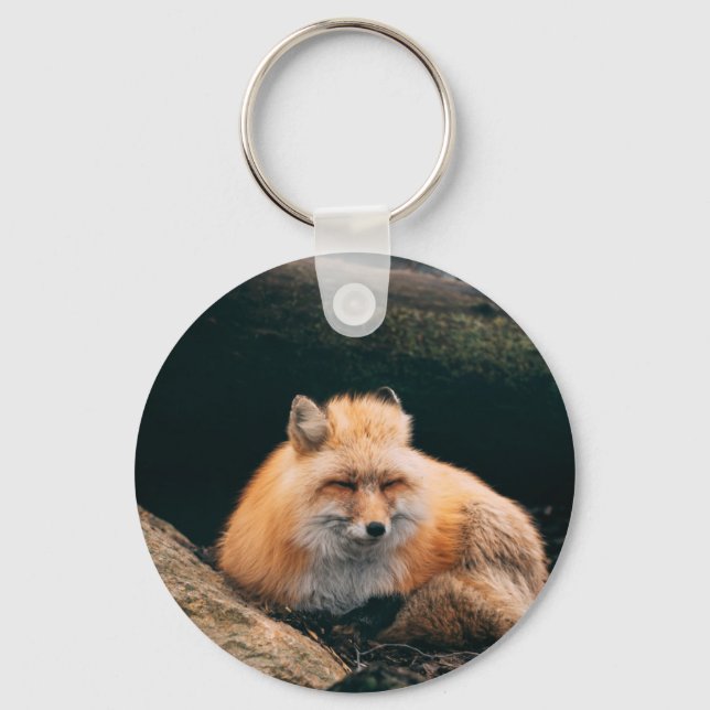 Red Fox Sleeping Keychain (Front)