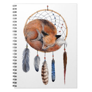 Red Fox Sleeping on Dreamcatcher Notebook