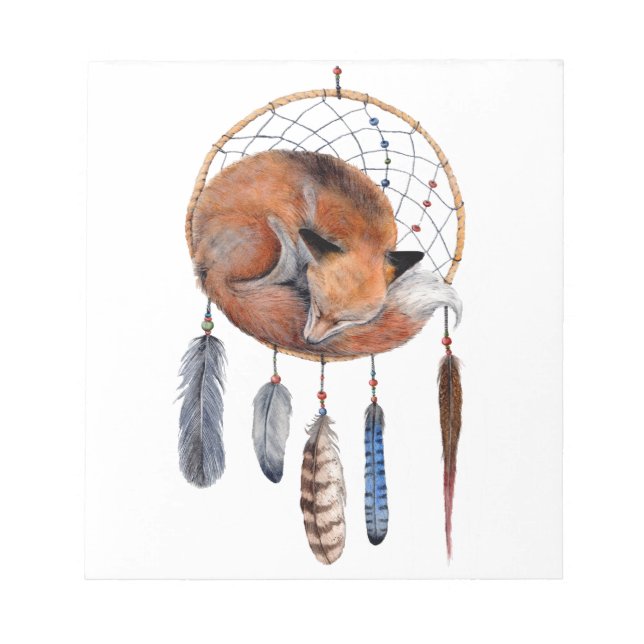 Red Fox Sleeping on Dreamcatcher Notepad (Front)
