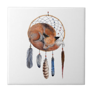 Red Fox Sleeping on Dreamcatcher Tile