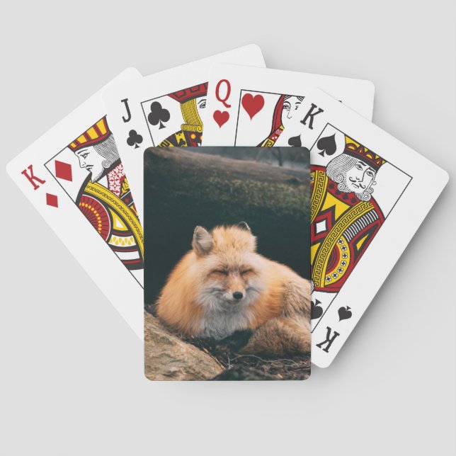 Red Fox Sleeping Playing Cards (Back)