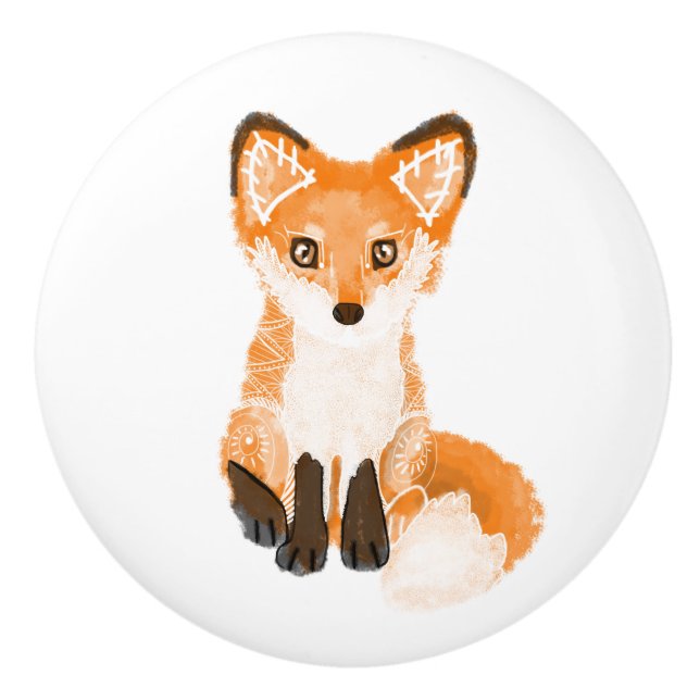 Red Fox Sprit Animal Ceramic Knob (Front)
