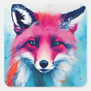 Red Fox Square Sticker
