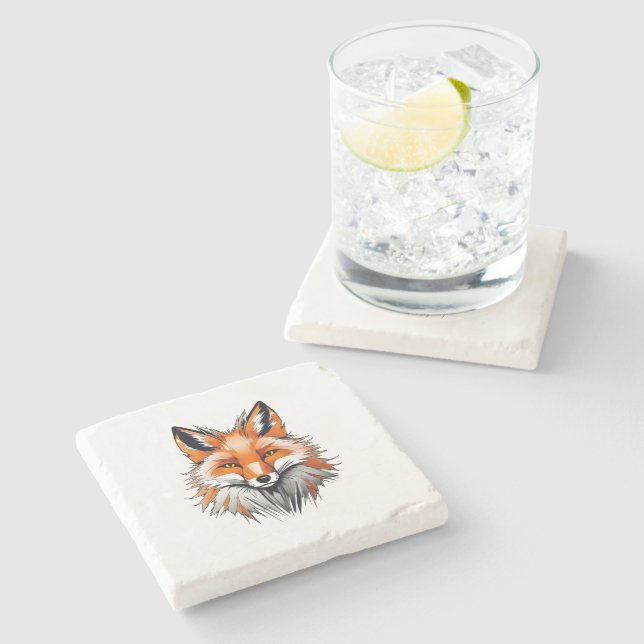 Red Fox Stone Coaster (Side)